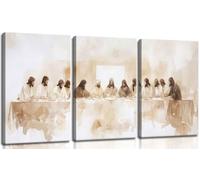 3Pcs Unframed Jesus Last Supper Canvas Wall Art Christian Bible Famous Paintings Wall Decor Pictures Renaissance Painting Posters Prints for Living Room Kitchen Bedroom Decoration 20x30inch