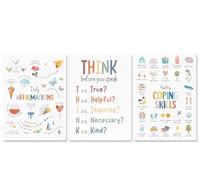 3Pcs Unframed Mental Health Coping Skills Posters Therapy Inspirational Classroom Decor Growth Calm Down Corner Wall Decor For School Counseling Office School Counselor Classroom 08x12inch