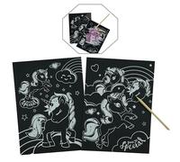 3Pcs Unicorn Scratch Art Set for Kids, Magic Drawing Kit with Wooden Pencil, Creative Craft Supplies, Birthday Gifts, Stocking Fillers & Party Favours