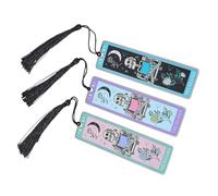 3Pcs Unique Skull Reader Bookmark - Metal Bookmark with Black Tassel, Star and Rose Pattern, Engraved “The Reader” for Dark Gothic Lovers, Women Readers Fantasy Gift Gothic Gift (3PCS C)