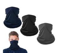 3Pcs Unisex Neck Gaiters, Breathable Scarf Snood Windproof UV Resistence Face Neck Cover Thin Headwear Bandana for Cycling Motorbike Fishing Hiking Running (Black Gery Blue)