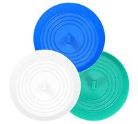 3PCS Universal Bath Stopper, 6" Recyclable Silicon Drain Stopper | Upgraded Plug Cover for Kitchen Sink & Basin, Bathrooms and Laundries (3p-white+aqu teal)