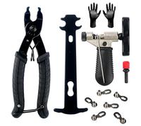 3Pcs Universal Bicycle Chain Tool Set, Portable Chain Master Link Plier Remover, Practical Chain Breaker Splitter with Gloves, Chain Wear Indicator with 3 Pairs Backup Missing Link for MTB 6-10 Speed