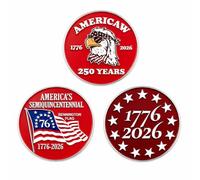 3PCS USA 250th Anniversary Lapel Pins Set, Patriotic Alloy Badge with Eagle, Bennington Flag & Stars, 1776-2026 USA Semiquincentennial Collectible Pins