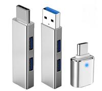 3pcs USB Adapter Kit - USB 3.0 Hub, Type C to USB Adapter, USB-C Male to USB A Female OTG Splitter Extension - Universal Compatibility for iPhone, Samsung, PC, Xiaomi, Huawei & More