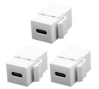 3pcs USB C Jack Inserts Adapter, Female to Female Interface Coupler Socket Adapter USB C Insert Port for Outlet Panel Wall Plate (White)