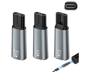 3pcs USB-C Shaver Adapter Charger Converter Compatible with Philips One Blade QP2520 QP2515 QP2620 Oneblade HQ850 Norelco QP2834 QP4530 7000 5000 3000 Series, 4.3V 5V 15V Adapter Set