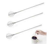 3Pcs Useful Coffee Swizzle Stir Sticks Durable Stainless Steel Coffee Stirrers Reusable Spherical Mixing Spoon Hollow Spring Stirring Stick for Coffee Milk Juices
