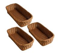 3pcs Utensil Caddy Plastic Flatware Tray 12x4.3x2.8 Inches | Lightweight Portable Serving Tray with Woven Texture, Smooth Burr-free Surface, for Kitchen and Buffet Setup