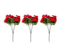 3pcs UV Treated Pansy Blooms for Decorative Use on Decks Terraces Fences and Interior Wall Mounted Displays (Red)