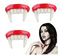 3Pcs Vampire Teeth, Plastic White Vampire Fangs Dress Up Costume Fangs Cosplay Party Favors for Supplies Masquerade Halloween Decor