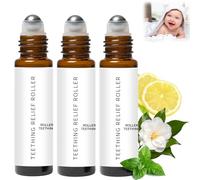 3Pcs Velaria Teething Roller, Teething Roller All Natural for Babies, Baby Teething Oil Roller, Natural Relief with Chamomile & Rose Oil
