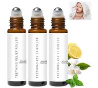3Pcs Velaria Teething Roller,Teething Roller All Natural for Babies,Natural Gum Relief with Chamomile & Rose Oil,Velaria Teething Relief Roller