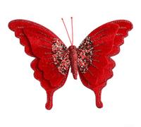 3pcs Velvet Bow Clips with Soft Flocked Material for Christmas Tree Decoration and Festive Home Display with Secure Clip (Bright Red)