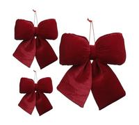 3pcs Velvet Christmas Bows, Velvet Ribbon Bows For Christmas Tree Topper Decorations, Red Bow Decorative Decor Wreath Ornament, 30cm+20cm+14cm