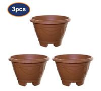 3Pcs Venetian Round Planter With Legs Terracotta Flower Pots Garden Patio 34Cm