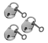 3pcs Vintage Bear Head Padlock with Key, Tiny Metal Lock | Black Zinc Alloy Construction, Retro Styling, Suitable for Cosmetic Bags, Luggage, Suitcases, Jewellery Boxes and Lockers