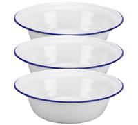3pcs Vintage Enamel Salad Mixing Basin, Large Capacity White Bowl Set