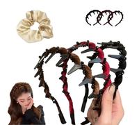 3Pcs Vintage High Cranium Artificial Pearl Hairband, Artificial Pearl Headbands with Teeth Hoop, Comfortable Elegant Headbands, Plastic Wavy Hair Band with Teeth (Crystal, One Size)