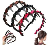 3PCS Vintage High Cranium Artificial Pearl Hairband New Headbands for Women's Hair Fashionable Ladies Teeth Headbands Non-Slip Hair Accessories Suit Fashion Girl Hairband (Rhinestone)
