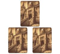 3PCS Vintage Medieval Castle Car Air Freshener Hanging Scented Cards Cute tea Car Fresheners Long Lasting New Cars Scents for Women Men Natural Air Freshener with Lanyard Automotive Freshies