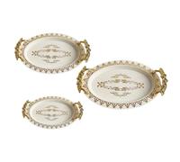 3pcs Vintage Oval Tray, Jewelry Perfume Organizer Plate, Fruit Dessert Tray, for Dresser, Bathroom, Countertop Coffee Table