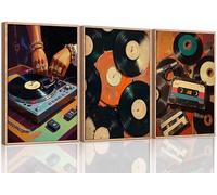 3Pcs Vintage Record Music Canvas Wall Stylish Record Cassettes Pictures Eccentric music vinyl records Posters Prints Artworks Suitable For Living Room Bedroom Unframed 20x30inch