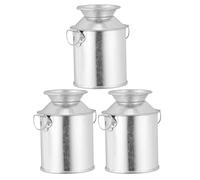 3pcs Vintage Tinplate Flower Pot Set Silver Retro Planter