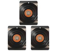 3PCS Vintage Vinyl Record Car Air Freshener Hanging Scented Cards Cute Gray Car Fresheners Long Lasting New Cars Scents for Women Men Natural Air Freshener with Lanyard Automotive Freshies