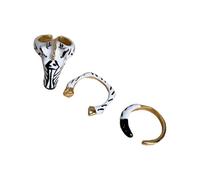 3Pcs Vintage Zebras Stripe Adjustable Rings Set Trendy Statement Jewelry Finger Accessories for Women and Girls Modern Tribal Jewelry