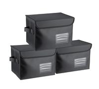 3PCS Vinyl Record Storage Box Holds 60 7-Inch Records Stackable Collapsible Records Case LP Organizer Crate with Dust-Proof Lid Portable Handle for Collecting Valuable Album