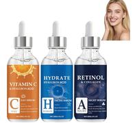 3Pcs Vitamin C Serum, Hyaluronic Acid & Retinol Collagen Serum Set,Anti-Aging Face Serum, Brightening, Hydrating Firming, Dark Spot Corrector, Reduce Wrinkles, Day Night Skincare Kit (1Set)