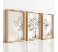 3Pcs Wall Art Canvas Prints - Botanical with Nature Tree Marble Texture Ethereal Zen Serene Picture Painting - Artwork Unframed for Bedroom Teens Playroom Dorm Decor - 40 x 50 cm