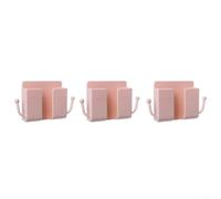 3pcs Wall Mounted Storage Boxes for Phone and Small Items, Back Paste Mounting, Waterproof and Moisture Proof ABS, No Wall Damage Installation (Pink)