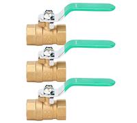 3Pcs Water Pipe Ball Valve 1/2in Double Female Thread, Brass Drain Shut Off Switch, Thickened Brass Construction for Cold/Hot Water and Gas Piping Systems, Ba
