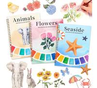 3Pcs Watercolor Workbook with Sketches,12 Coloring Patterns Pages,DIY Watercolor Coloring Books for Adults Beginner,Creative Exploration&Stress Relief Gift