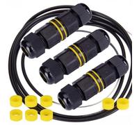 3PCS Waterproof Cable Connector,IP68 Waterproof Connector External Sleeve Coupler,3-PIN 3.5-10mm M16 Cable Diameter Electrical Cable Protector,2-Way Outdoor Extension Electrical Cable Protector