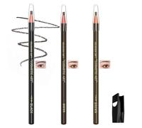 3PCS Waterproof Eyebrow Pencil Set with Sharpener - Sweat-Resistant Fine Tip for Natural Strokes, Defined Brows, Matte Finish, Peel-Off Design, Available in Black, Brown & Light Brown (3pcs)