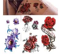 3Pcs Waterproof Temporary Tattoo Sticker Flower Rose Flash Butterfly Lace Lady Body Art Arm Fashion Fake Sleeve Women(107-283-289)