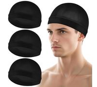 3Pcs Wave Cap Silky Elastic Band Caps Soft Breathable Hair Wrap Satin Sleeping Shower Caps Hair Bonnet for Sleep Unisex Beanie Caps Beanies Hats Shower for Men Women Athletes Hip-hop Lovers Black