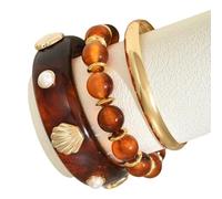 3Pcs Waved Patterned Stackable With Faux Pearls Embellishments Lightweight Design For Layered Looks Bold Themed Statement Cuffs