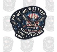 3Pcs We Will Keep Our God Our Guns and Our Constitution Sticker Patriotic Freedom Gift for Patriots Veterans Stickers 2nd Amendment Eagle American Flag Decal for Laptop Water Bottle Phone Case Car 3"