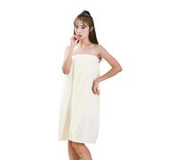 3pcs Wearable Bath Towel Coral Fleece Suspender Bath Dress Shower Cap Set Soft Quick Drying Bathrobe For Women Girls(Beige)