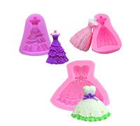 3Pcs Wedding Dress Skirt Silicone Molds for Wedding Sugarcraft Cake Decoration, Fondant, Chocolate, Candy, Biscuit, Cookies,Polymer Clay,Epoxy Resin