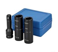 3pcs Wheel Nut Socket Set 18.5-21.5mm for-Ford-for-Land-Rover | Chrome Steel, 6-point Grip, For Ford & for Land Rover, Fits-1/2in-Drive,-Engraved-Sizes
