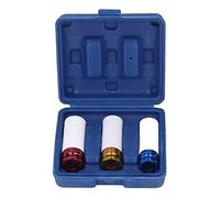 3Pcs Wheel Nut Socket Set, CR - MO Alloy Steel Nut Socket with Color - Coded Wheel Nut Protector for 17mm 19mm 21mm, Compatible with 1/2in Drive Tools