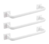 3Pcs White Plastic Wall Mounted Towel Holder, Space Saving | No Drill Design, PP Construction, for Cloth and Waist Belt Storage at Home or Toilet Use