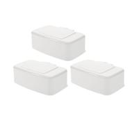 3pcs White Pp Button Wipes Dispenser Box Refillable Portable Holder | No Strange Smell, Lightweight Build, Fits Diaper Bags and Strollers, Compact for Daily Carry and Storage