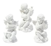 3pcs White Resin Angel Wing Statue for Nightstands and Entryways