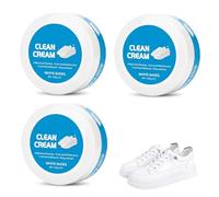 3Pcs White Shoe Cleaner Cream, Multipurpose Cleaning Cream with Sponge Eraser Multifunctional Stain Removal Cream No Need To Wash White Shoe Cleaner for Canvas Trainers Sneaker Leather, 160g (3Pcs)